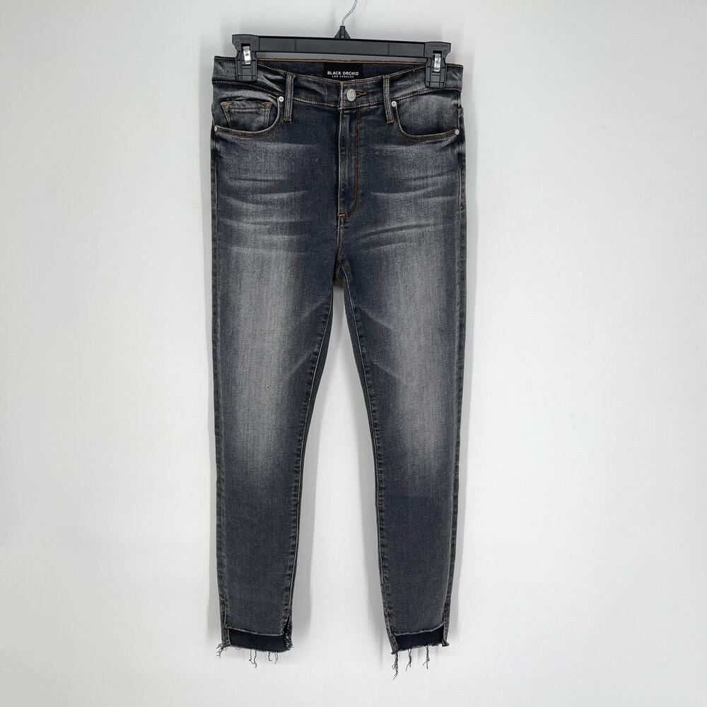 Black Orchid Denim NEW Miranda Off Step High Rise Jeans 26 Cut Hem Kissing Dark